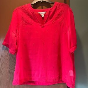 Old Navy Pink Sheer Embroidered Top. Size Large